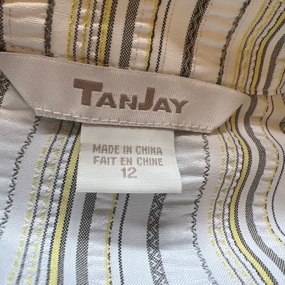 Tanjay Textured Blazer Striped Multicolored Women's Jacket Size 12 Front Pockets - Picture 4 of 4